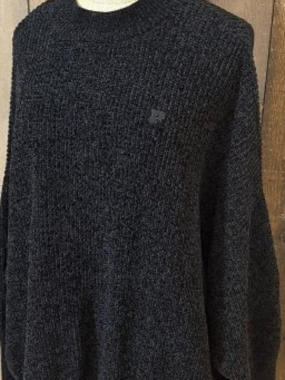 PINK Victoria's Secret Black Oversized Chenille Crew Neck Sweater